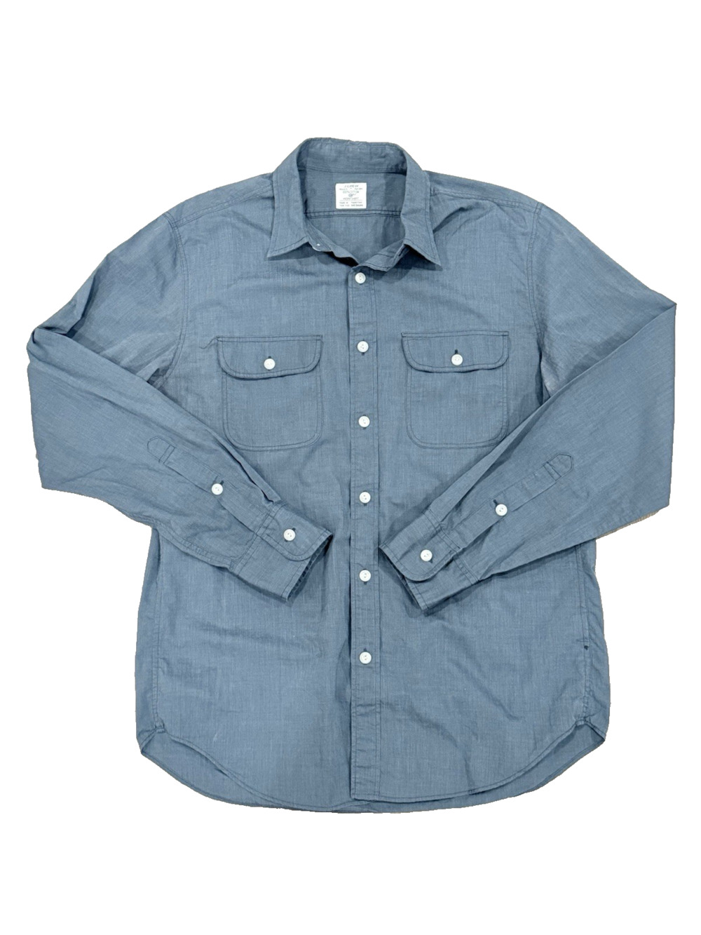 J. Crew Mens Size Med Gray 100% Cotton Long Sleeve Button Down Workshirt Classic